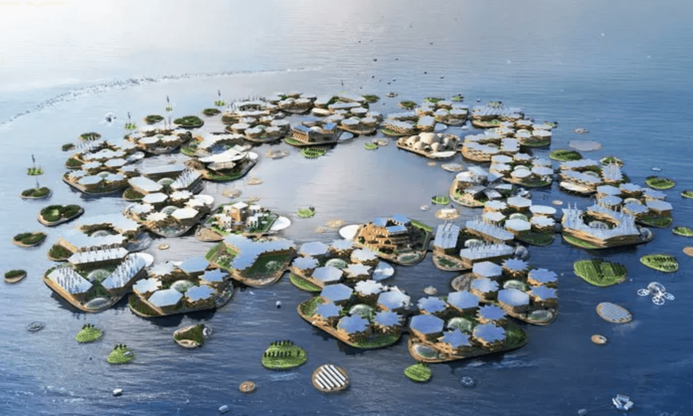 This image is a rendering, but there ARE a few early-stage seasteads out there